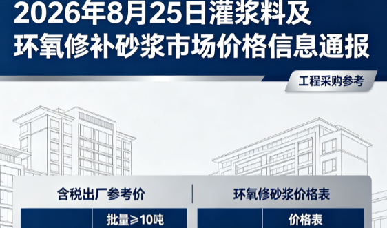 大路镇2026年8月25日灌浆料及环氧修补砂浆市场价格信息通报